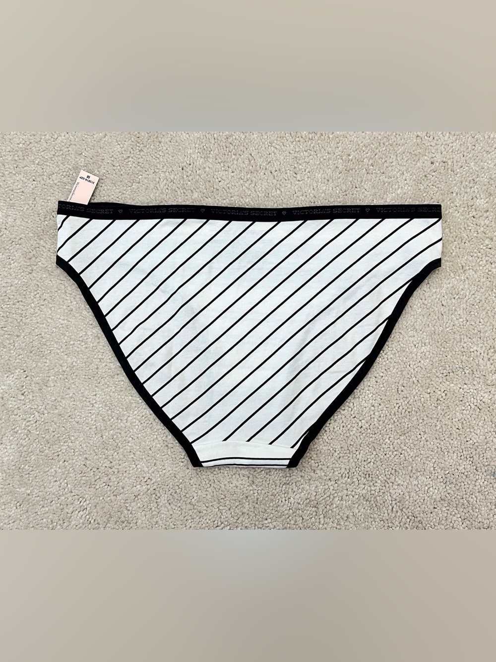 NWT Victoria's Secret Striped Cotton Logo High Leg Bikini Brief Panties Medium M - Picture 2 of 4